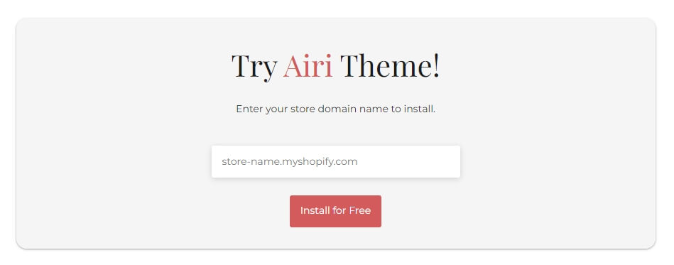 Install As Trail Airi - Minimal Shopify Theme 