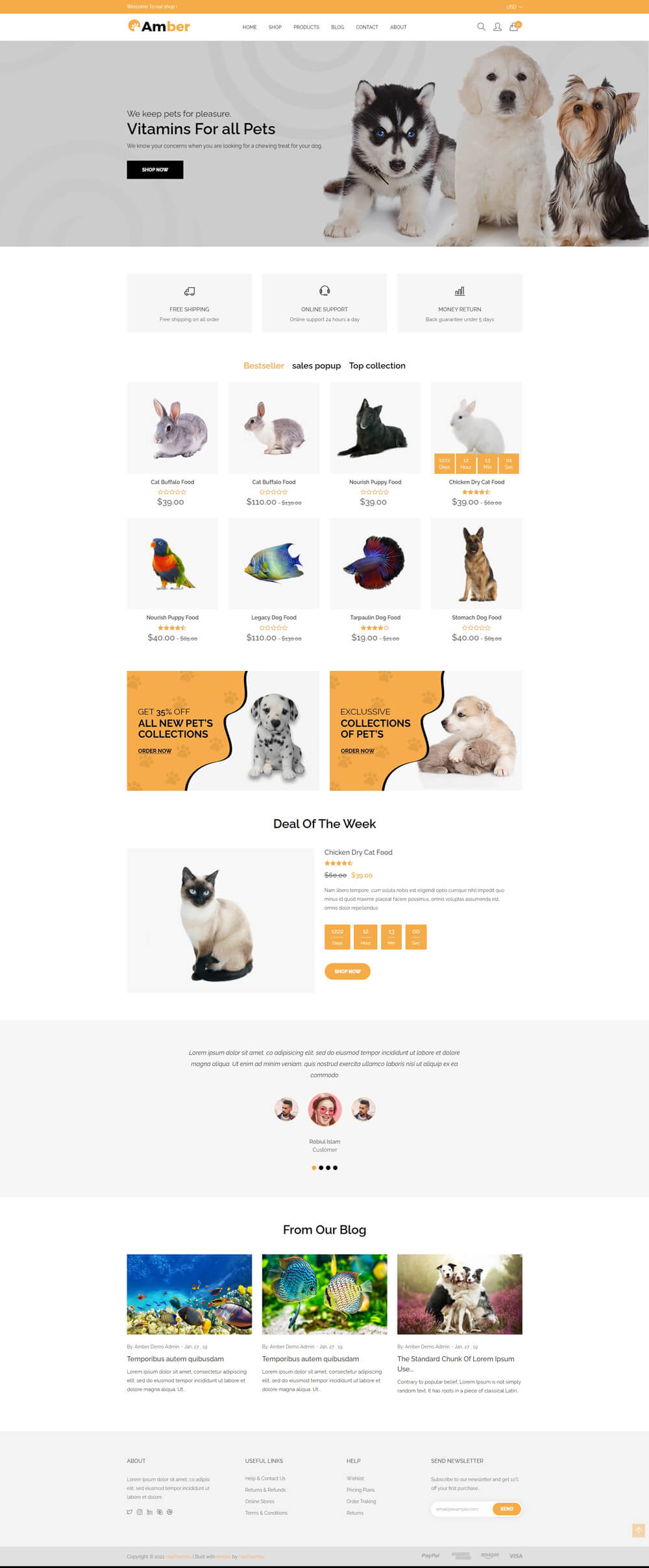 Amber- Pet care Shopify theme