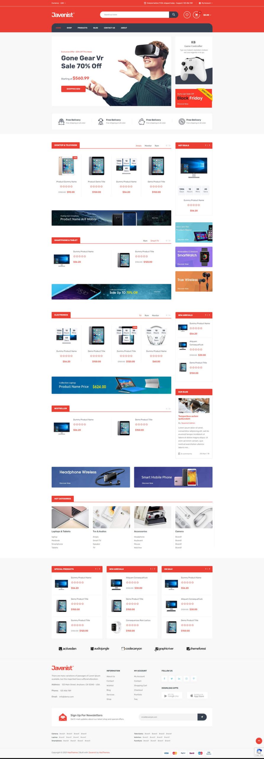 Javenist - Electronics, Food, Tools Store Shopify Theme