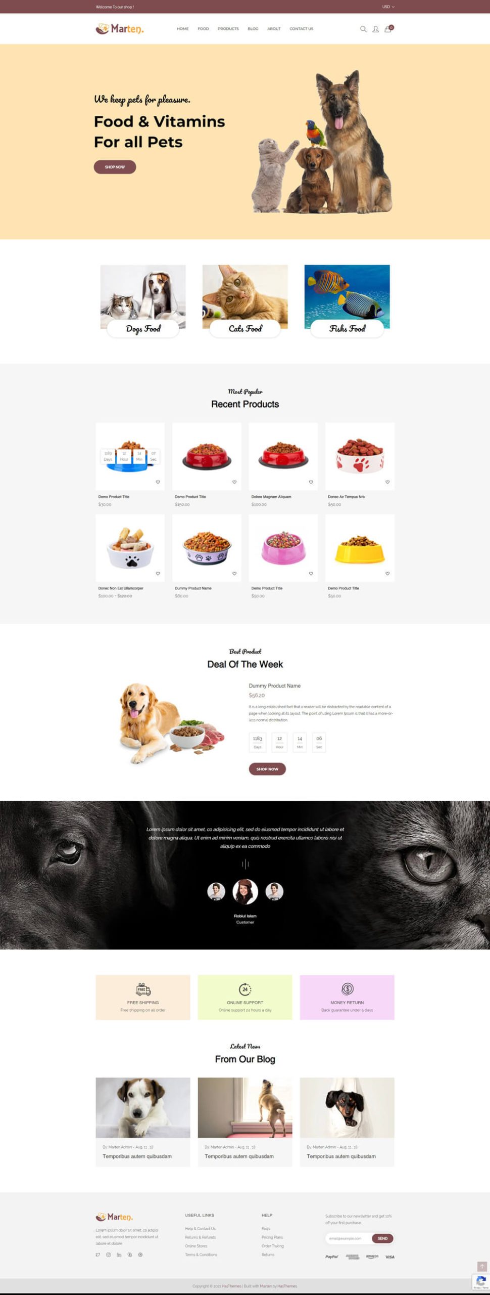 Marten-Pet Food, and Pet Shop, Animal Care Shopify Theme