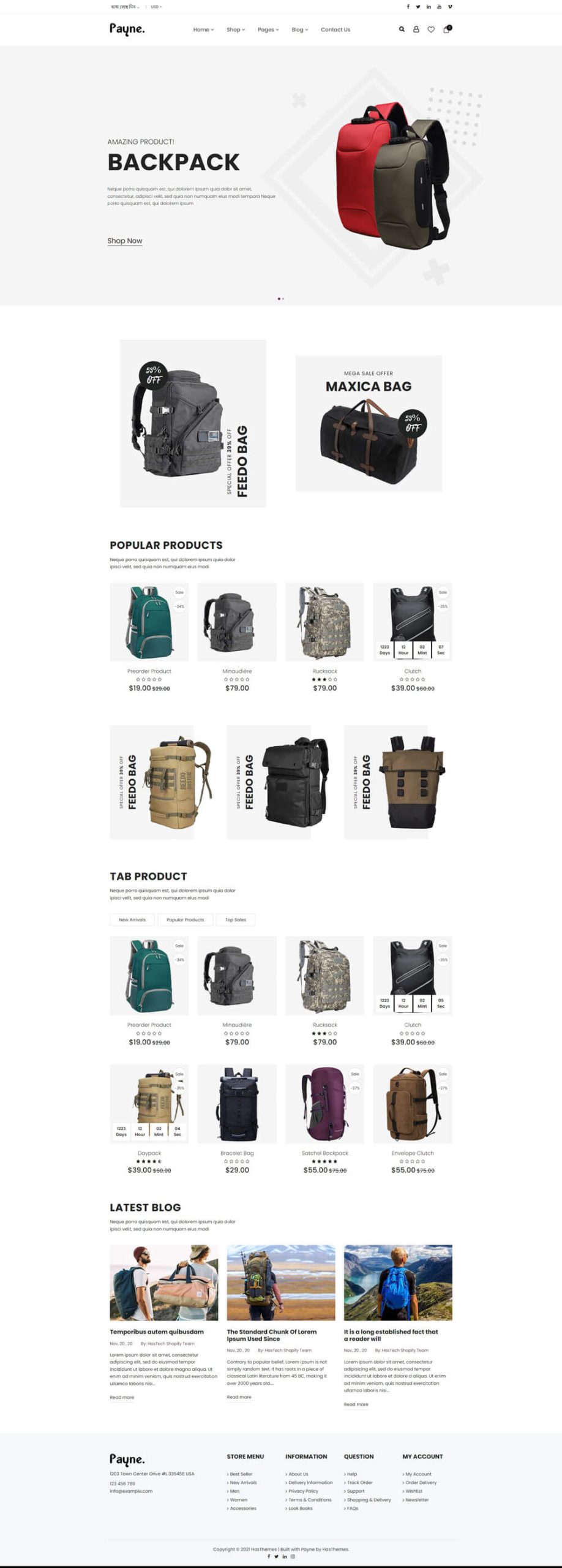 Payne - Backpack e-Commerce Shopify Theme